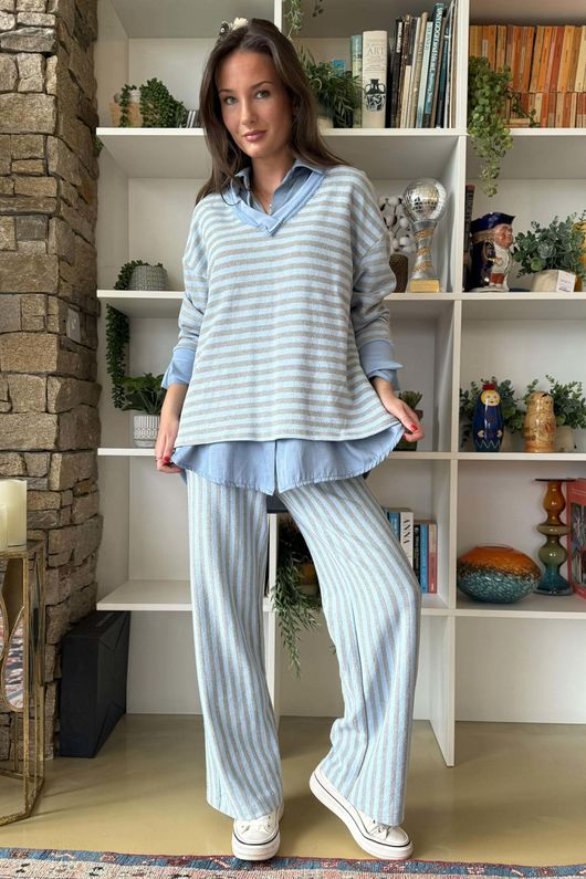 Shoreditch Classic V Sweat Iceberg & Grey